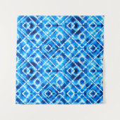 Denim blue tie die texture repeat modern pattern wandkleed (Voorkant (horizontaal))