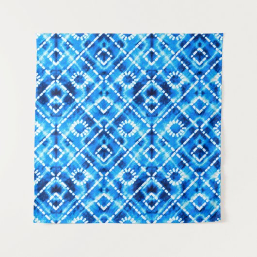 Denim blue tie die texture repeat modern pattern wandkleed (Voorkant)