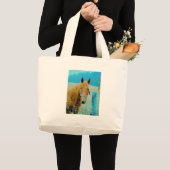 Denim blue tinted Horse Grote Tote Bag (Voorkant (product))
