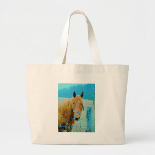 Denim blue tinted Horse Grote Tote Bag