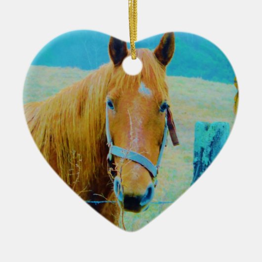 Denim blue tinted Horse Keramisch Ornament (Voorkant)