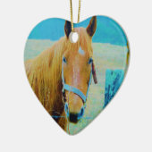 Denim blue tinted Horse Keramisch Ornament (Links)