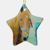 Denim blue tinted Horse Keramisch Ornament (Links)