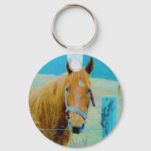 Denim blue tinted Horse Sleutelhanger (Voorkant)
