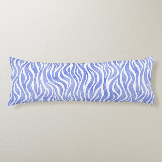 Denim Blue Waterverf Zebra Pattern Lichaamskussen (Voorkant)