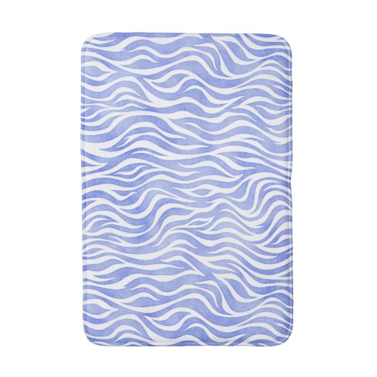 Denim Blue Waterverf Zebra Print Badmat (Voorkant Verticaal)