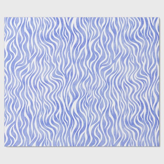 Denim Blue Waterverf Zebra Print Cadeaupapier (Vlak)