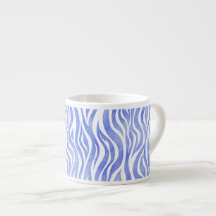Denim Blue Waterverf Zebra Print Espresso Kop