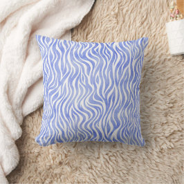 Denim Blue Waterverf Zebra Print Kussen