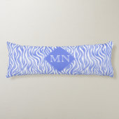 Denim Blue Waterverf Zebra Print | Monogram Lichaamskussen (Voorkant)