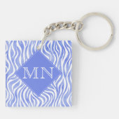 Denim Blue Waterverf Zebra Print | Monogram Sleutelhanger (Achterkant)