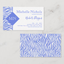 Denim Blue Waterverf Zebra Print | Monogram