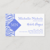 Denim Blue Waterverf Zebra Print | Monogram Visitekaartje (Voorkant)