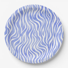 Denim Blue Waterverf Zebra Print Papieren Bordje