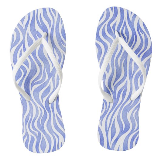 Denim Blue Waterverf Zebra Print Teenslippers (Voetbed)