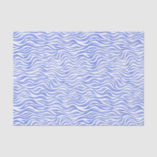 Denim Blue Waterverf Zebra Print Tissuepapier