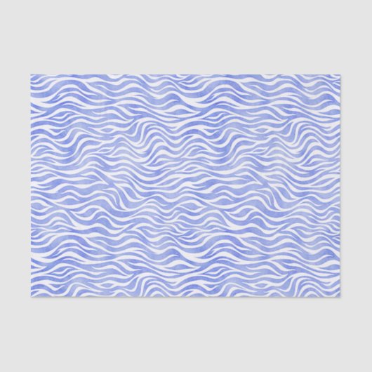 Denim Blue Waterverf Zebra Print Tissuepapier (Voorkant)