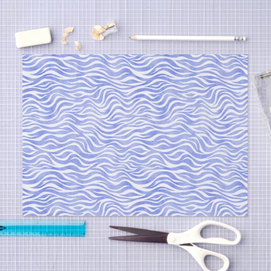 Denim Blue Waterverf Zebra Print Tissuepapier (Craft)