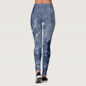 Denim Blue & White Mandala Mix Design Leggings (Achterkant)