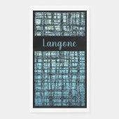 Denim Blue X's en O's Pattern Grey Check Monogram Servet (Voorkant)