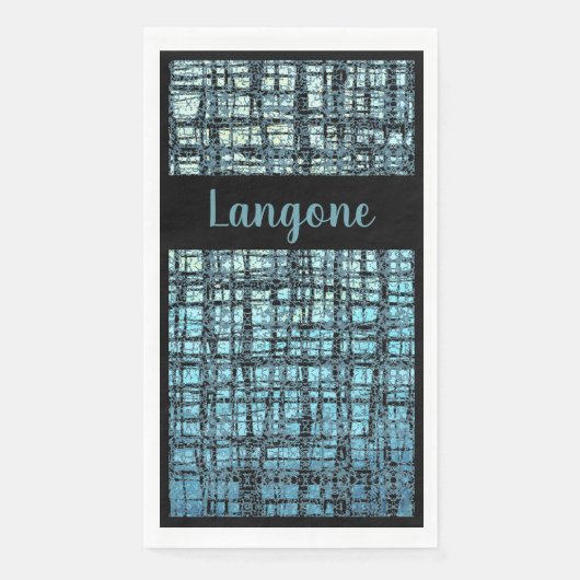 Denim Blue X's en O's Pattern Grey Check Monogram Servet (Voorkant)