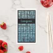 Denim Blue X's en O's Pattern Grey Check Monogram Servet (Insitu)