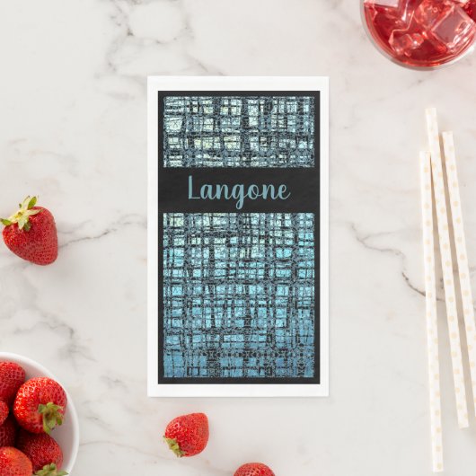 Denim Blue X's en O's Pattern Grey Check Monogram Servet (Insitu)