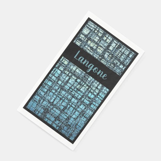 Denim Blue X's en O's Pattern Grey Check Monogram Servet (Hoek)