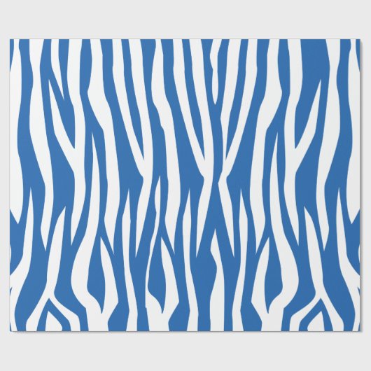 Denim Blue Zebra Print Cadeaupapier (Vlak)