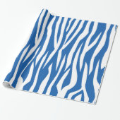 Denim Blue Zebra Print Cadeaupapier (Uitgerold)