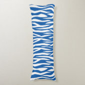 Denim Blue Zebra Print Lichaamskussen (Voorkant Verticaal)