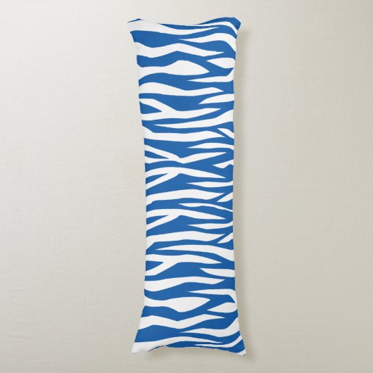 Denim Blue Zebra Print Lichaamskussen (Voorkant Verticaal)