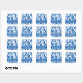 Denim Blue Zebra Print met aangepaste tekst Vierkante Sticker (Vel)