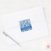 Denim Blue Zebra Print met aangepaste tekst Vierkante Sticker (Envelop)