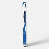 Denim Blue Zebra Print met monogram Case-Mate iPhone Case (Achterkant / Links)