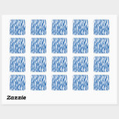 Denim Blue Zebra Print Vierkante Sticker (Vel)