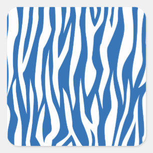 Denim Blue Zebra Print Vierkante Sticker