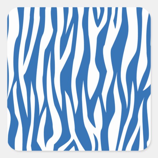 Denim Blue Zebra Print Vierkante Sticker (Voorkant)