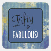  Denim Blues Fifty & FABULOUS! Birthday Vierkante Sticker (Voorkant)