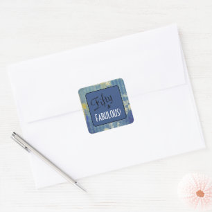 Denim Blues Fifty & FABULOUS! Birthday Vierkante Sticker