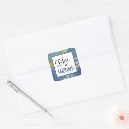 Denim Blues  Fifty & FABULOUS! Birthday Vierkante Sticker