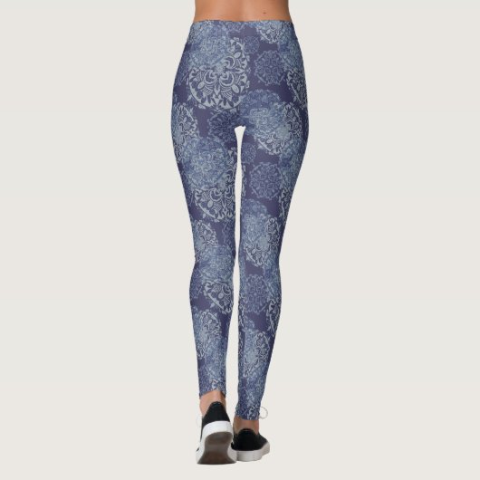 Denim Boho Mandalas Blue Leggings (Achterkant)