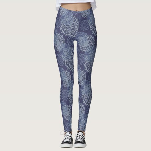 Denim Boho Mandalas Blue Leggings (Voorkant)