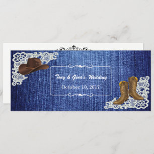 Denim Boots & Lace Wedding RSVP-Kaarten Kaart