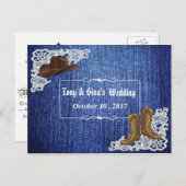 Denim Boots & Lace Wedding RSVP Uitnodiging Briefkaart (Voorkant / Achterkant)