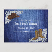 Denim Boots & Lace Wedding RSVP Uitnodiging Briefkaart (Voorkant)