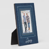 Denim Border Ingebouwd Easel tafelblad Fotoplaat (Zijkant)