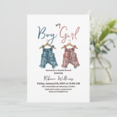 Denim Boy of Girl Clothesline Genderonthulling Kaart (Staand voorkant)