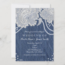 Denim Broek Parels & Witte Paisley Kant Trouwjurk