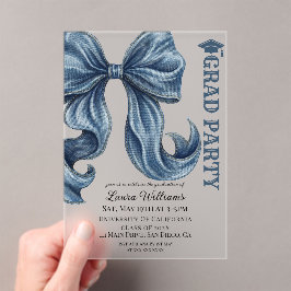 Denim Broek Strik Afstuderen Acryl Uitnodigingen